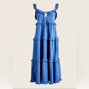 NWOT J. Crew Maxi Dress Tiered Knit Keyhole Blue Size Small New